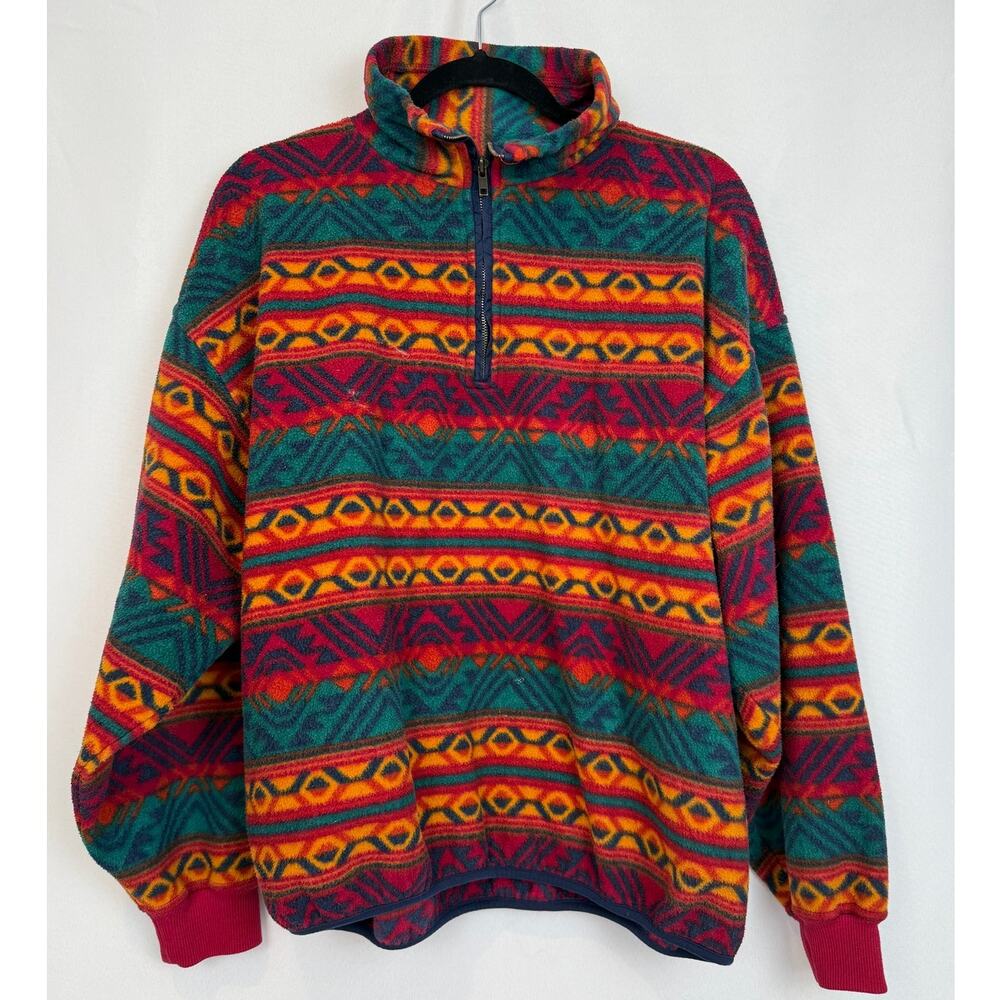 Vintage Woolrich Originals Aztec Fleece Quarter Zip Pullover Size L